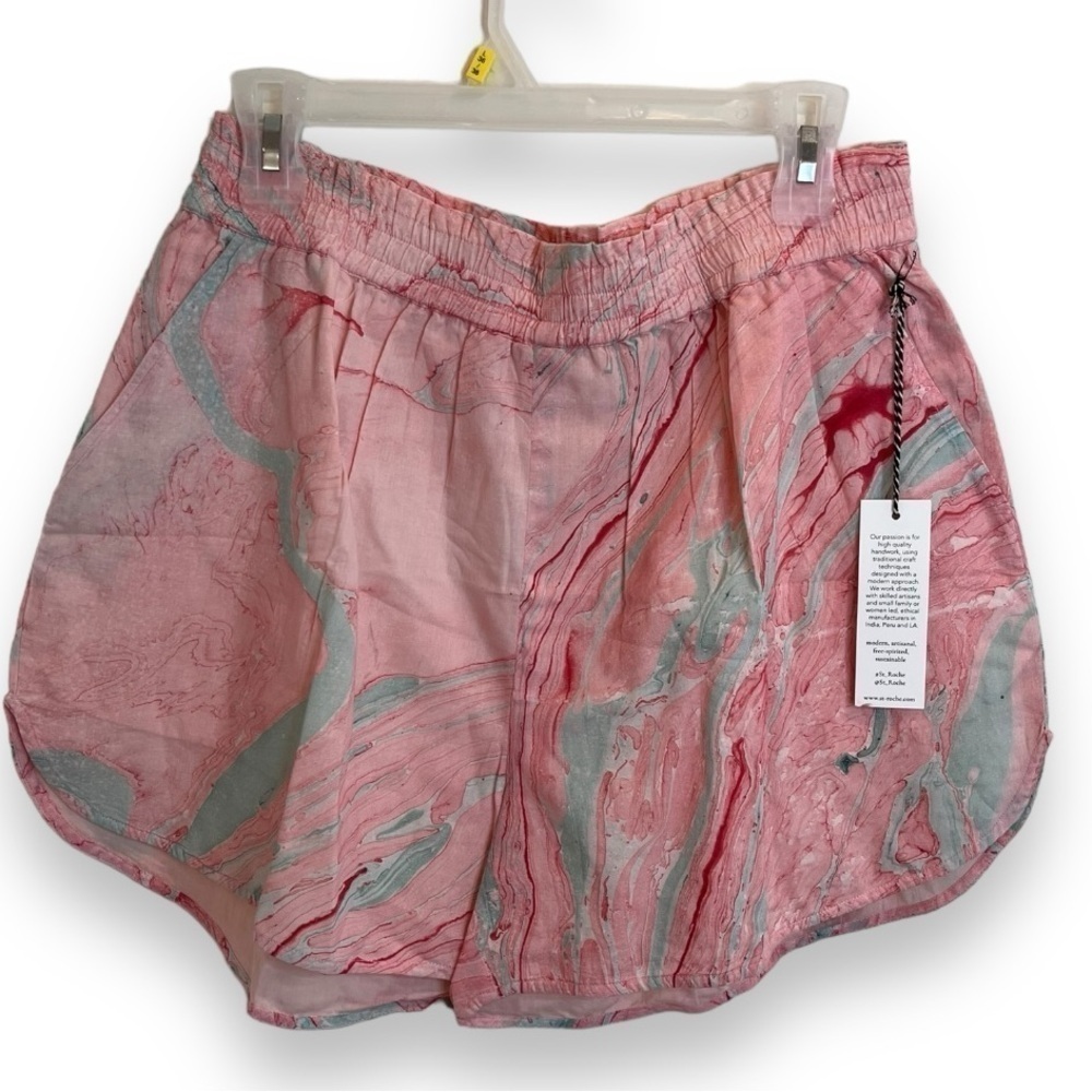 St. Roche Organic Cotton Bird Shorts In Pink Marble Nwt Sz Large — image 2 of 8